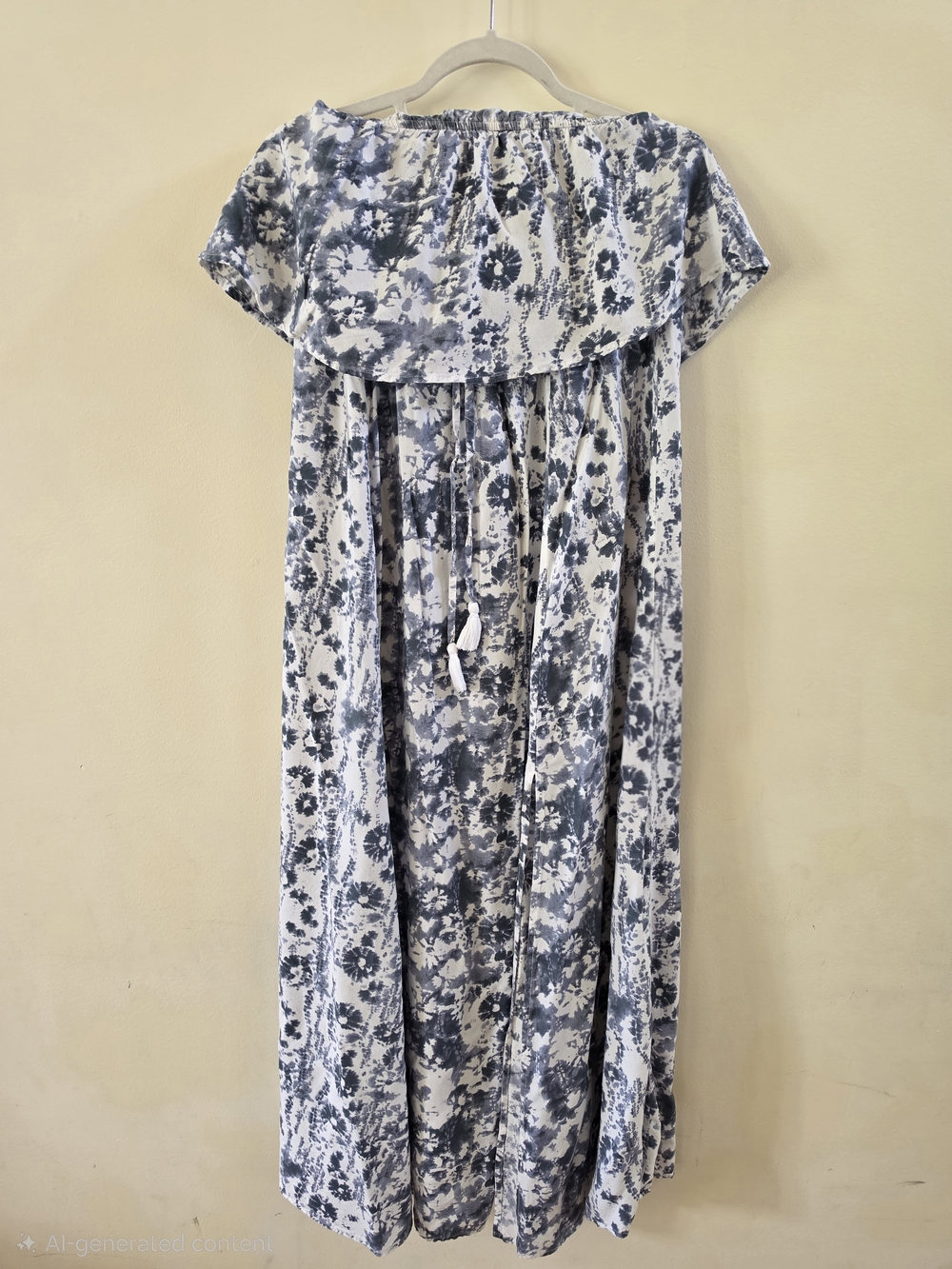 Japna Blue and White Strapless Floral Maxi Dress Size M